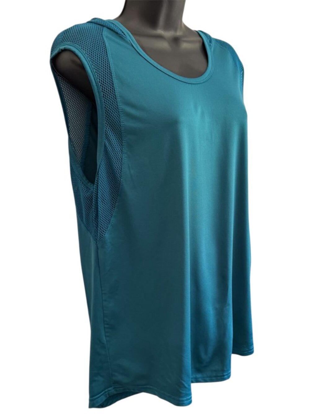 5/$25 - Women's XL Workout Hooded Tank Top Teal Mesh Accent Athletic